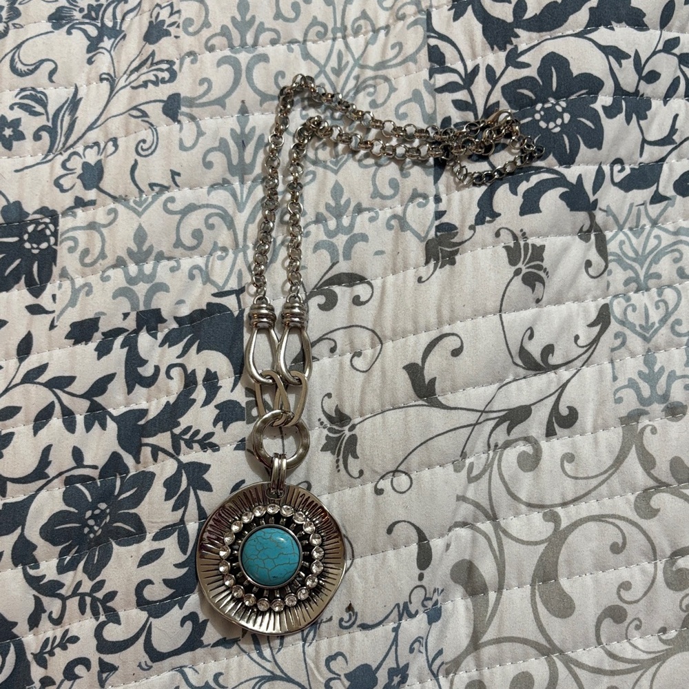 Silver Pendant Necklace with Turquoise Accent